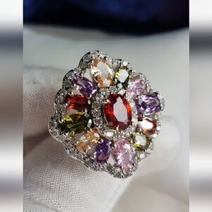 Swarovski Elements 925 Sterling Silver Multicolor Ring NEW